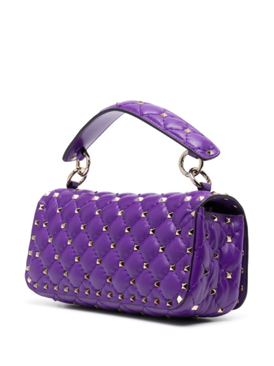 Shop Valentino Rockstud Spike Quilted Shoulder Bag In Purple