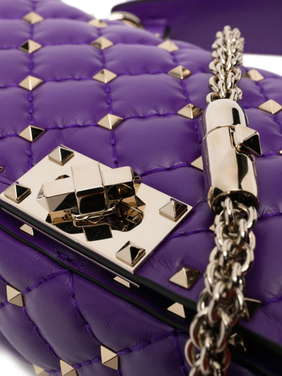Shop Valentino Rockstud Spike Quilted Shoulder Bag In Purple