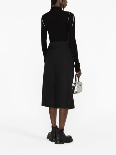 Shop Sacai Asymmetric Midi Skirt In Black