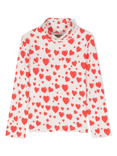 Shop Mini Rodini Heart-print Long-sleeve T-shirt In White