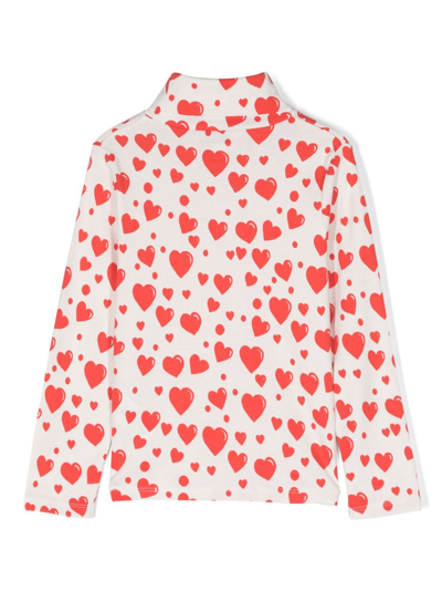 Shop Mini Rodini Heart-print Long-sleeve T-shirt In White
