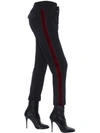 HAIDER ACKERMANN COTTON & WOOL BLEND PANTS W/ VELVET, BLACK/RED