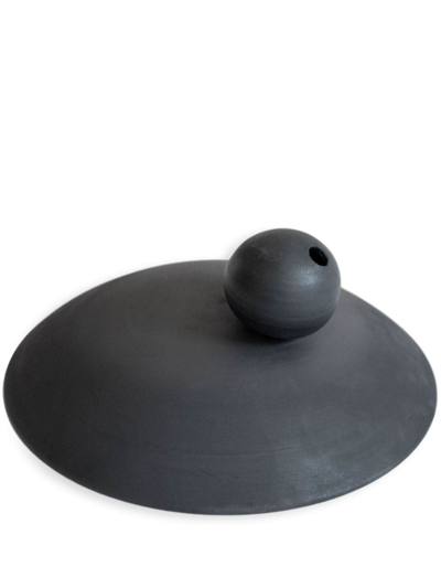 Shop Origin Made Charred Sphere Clay Vase (12,5cm) In Black