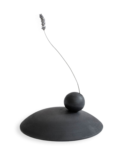 Shop Origin Made Charred Sphere Clay Vase (12,5cm) In Black
