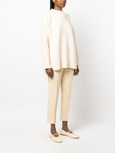 Shop Jil Sander Long-sleeve Crew-neck Wool Jumper In White