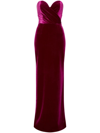 Shop Rebecca Vallance Bernadette Velvet Gown Dress In Red