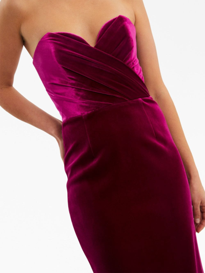 Shop Rebecca Vallance Bernadette Velvet Gown Dress In Red