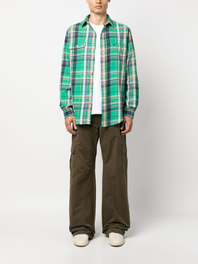 Shop Polo Ralph Lauren Plaid-check Pattern Cotton Shirt In Green