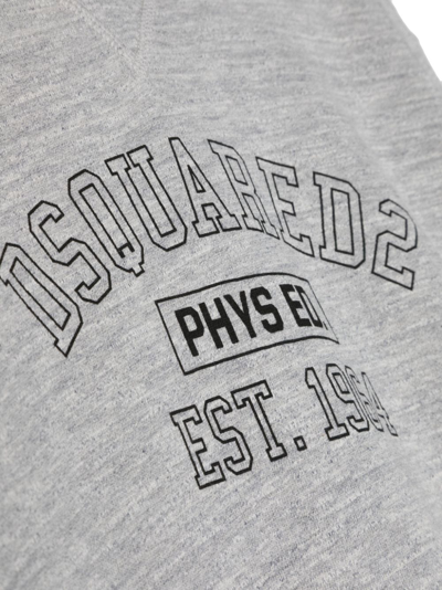 Shop Dsquared2 Logo-print Cotton Hoodie In Grey