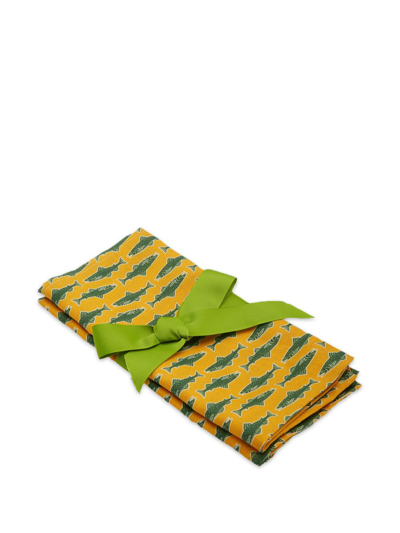 Shop La Doublej X Passalacqua Como Fish Napkin (set Of Two) In Yellow