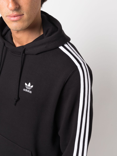 Shop Adidas Originals Trefoil-logo Drawstring Cotton Hoodie In Black