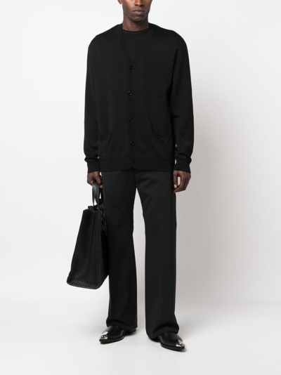 Moschino Button-up Virgin Wool Cardigan In Black