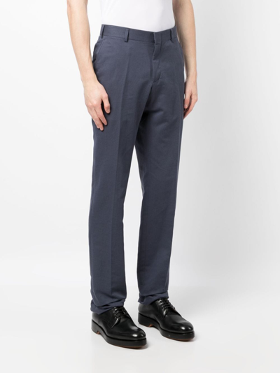 Shop Brioni Straight-leg Tailored Trousers In Blue