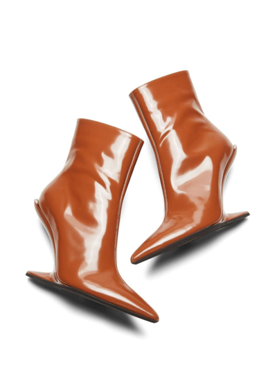 Shop N°21 Patent-finish Leather Ankle Boots In Brown