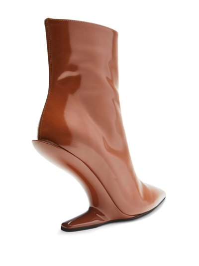 Shop N°21 Patent-finish Leather Ankle Boots In Brown