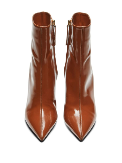 Shop N°21 Patent-finish Leather Ankle Boots In Brown