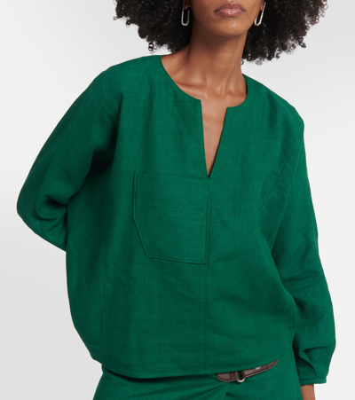 Shop Loro Piana Arsene Linen And Wool Shirt In Green
