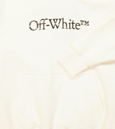 Shop Off-white Logo Cotton Jersey Hoodie In White