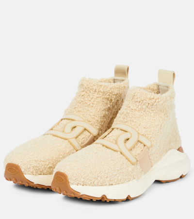 Tod's Leather-trimmed Stretch-knit Slip-on Sneakers In White