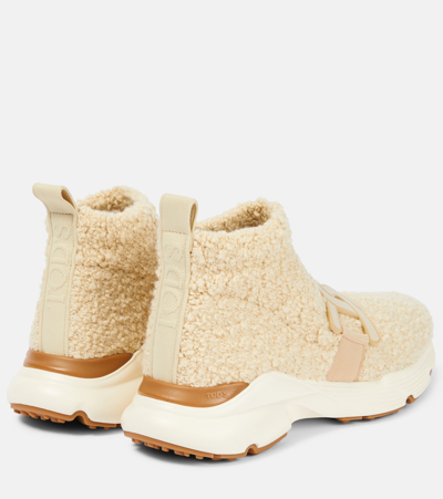 Tod's Leather-trimmed Stretch-knit Slip-on Sneakers In White
