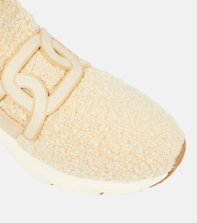 Tod's Leather-trimmed Stretch-knit Slip-on Sneakers In White