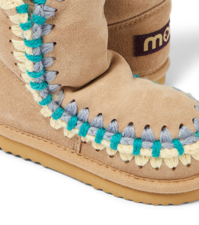 Shop Mou Crochet-trimmed Suede Boots In Beige