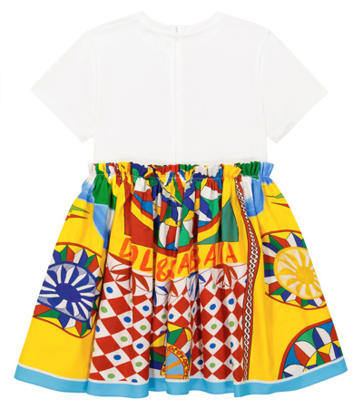 Shop Dolce & Gabbana Carretto Poplin And Jersey Dress In Multicoloured