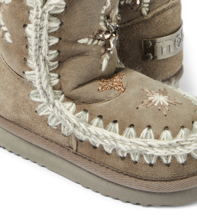 Shop Mou Embellished Suede Boots In Grey