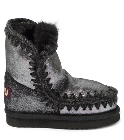 Shop Mou Shearling-lined Metallic Leather Boots