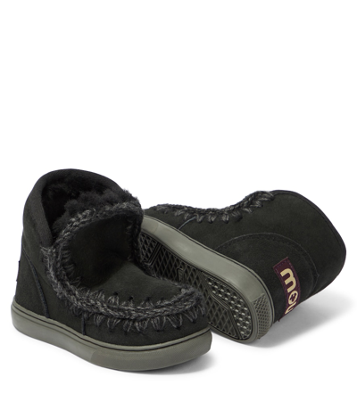 Shop Mou Shearling-lined Suede Sneakers In Black