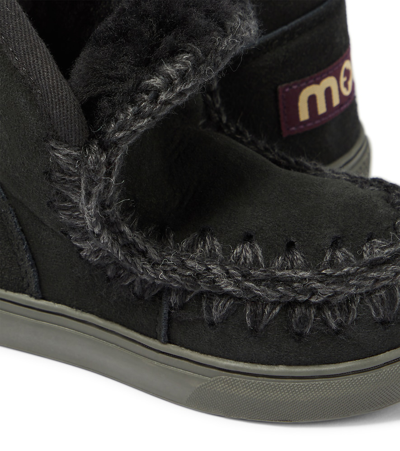 Shop Mou Shearling-lined Suede Sneakers In Black