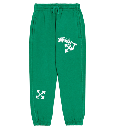 Shop Off-white Logo Cotton Jersey Sweatpants In Green