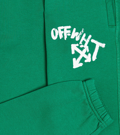 Shop Off-white Logo Cotton Jersey Sweatpants In Green