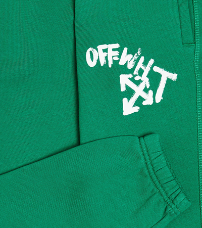 Off-white Paint Script Cotton Track Pants In Green