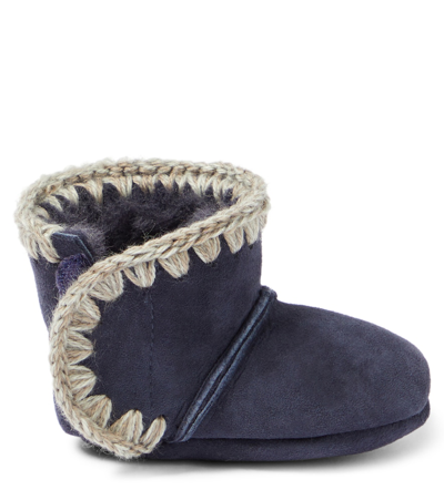 Shop Mou Baby Suede Booties In Blue