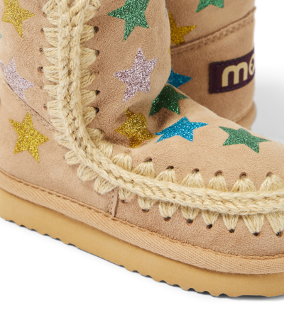 Shop Mou Printed Suede Boots In Beige