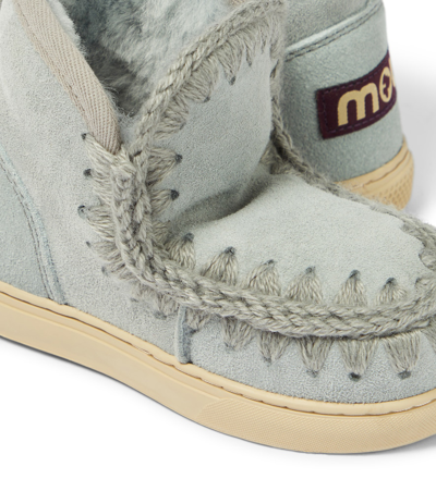 Shop Mou Shearling-lined Suede Sneakers In Blue