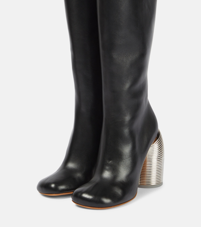 Shop Off-white Leather Knee-high Boots In Black