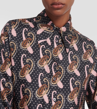 Shop Etro Polka-dot Paisley Silk Shirt In Black