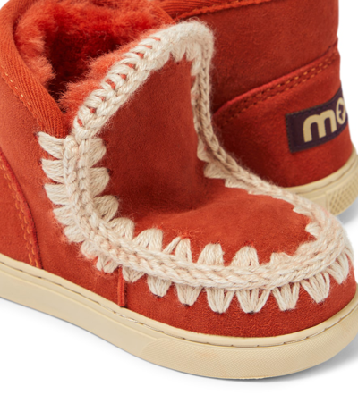 Shop Mou Shearling-lined Suede Sneakers In Orange