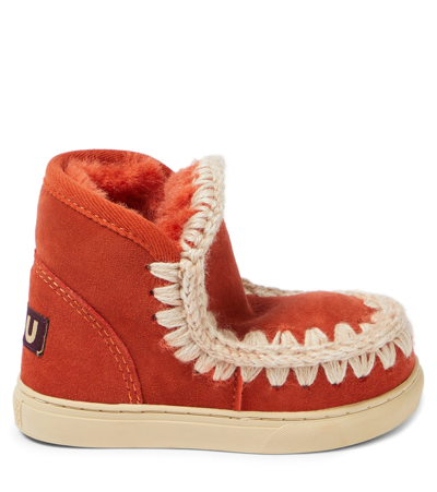 Shop Mou Shearling-lined Suede Sneakers In Orange