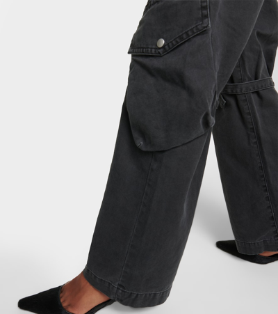 Acne Studios Washed Cotton-canvas Wide-leg Cargo Trousers In Black