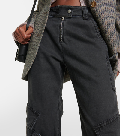 Acne Studios Washed Cotton-canvas Wide-leg Cargo Trousers In Black