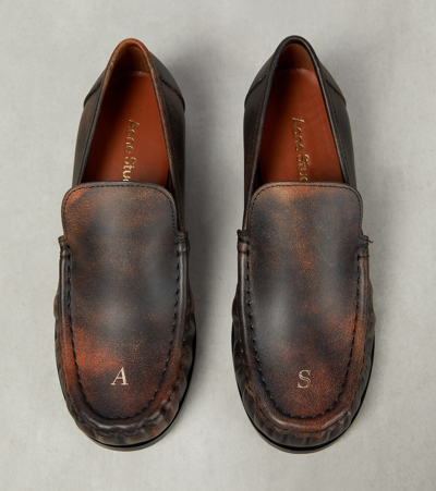 Acne Studios Babi Due Painted Leather Loafers In Brown