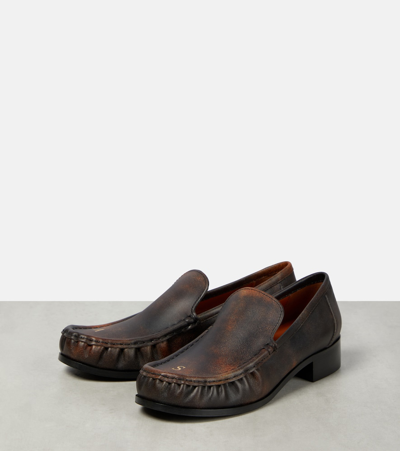 Shop Acne Studios Babi Due Leather Loafers In Brown