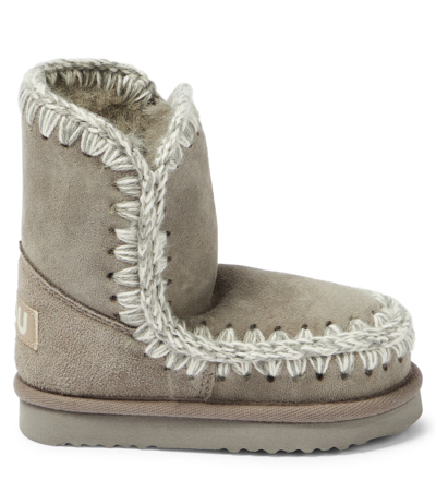 Shop Mou Shearling-lined Suede Boots In Grey
