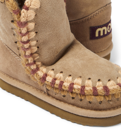 Shop Mou Crochet-trimmed Suede Boots In Grey