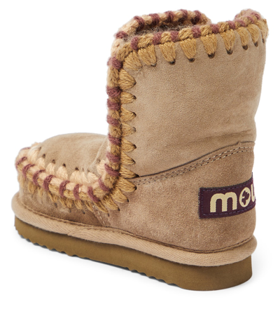 Shop Mou Crochet-trimmed Suede Boots In Grey