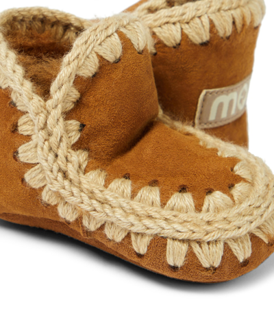 Shop Mou Baby Shearling-lined Suede Booties In Brown