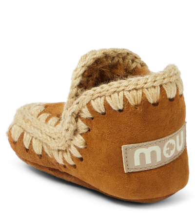 Shop Mou Baby Shearling-lined Suede Booties In Brown